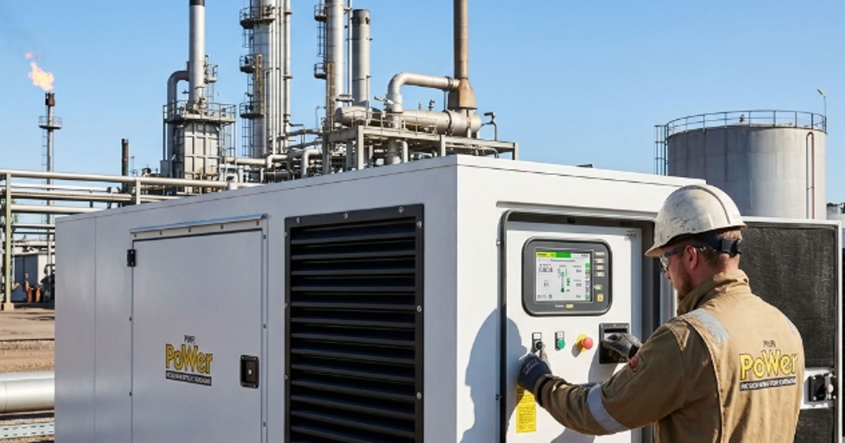 PWR Power-tekniker vid ett reservkraftverk på en olje- och gasanläggning
