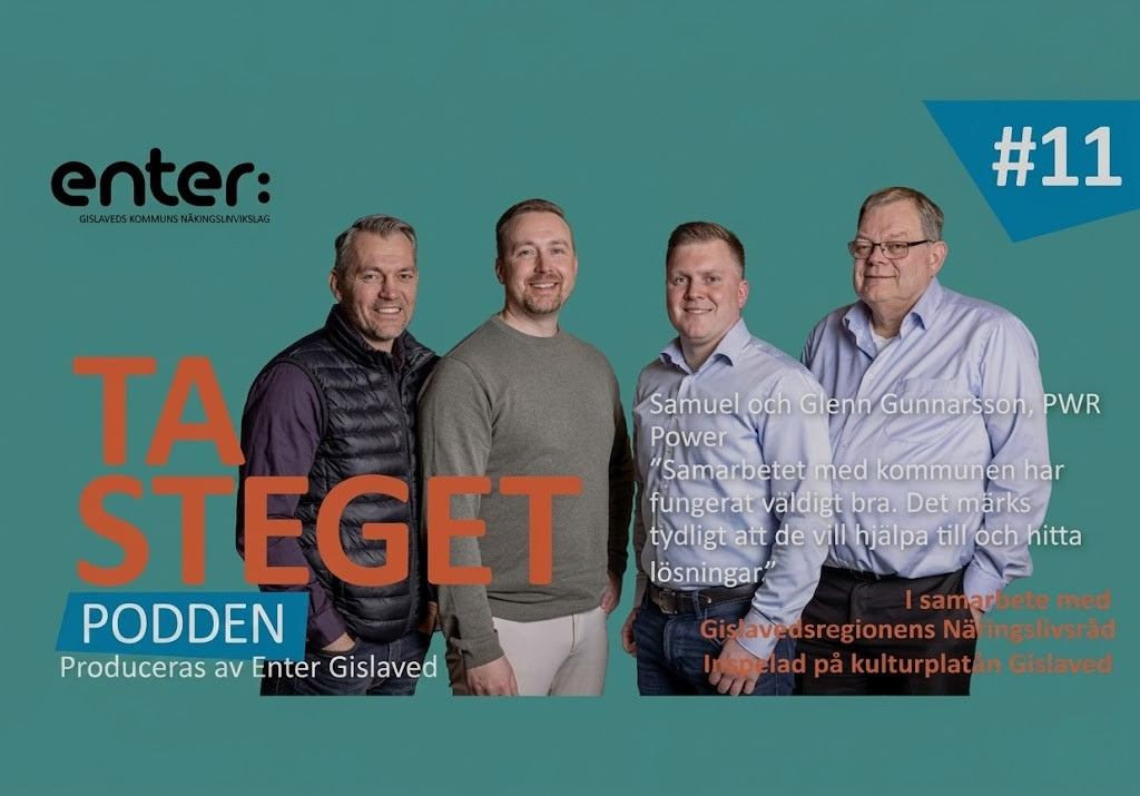 Samuel och Glenn Gunnarsson från PWR Power medverkar i Ta Steget-podden om expansion och företagstillväxt i Smålandsstenar